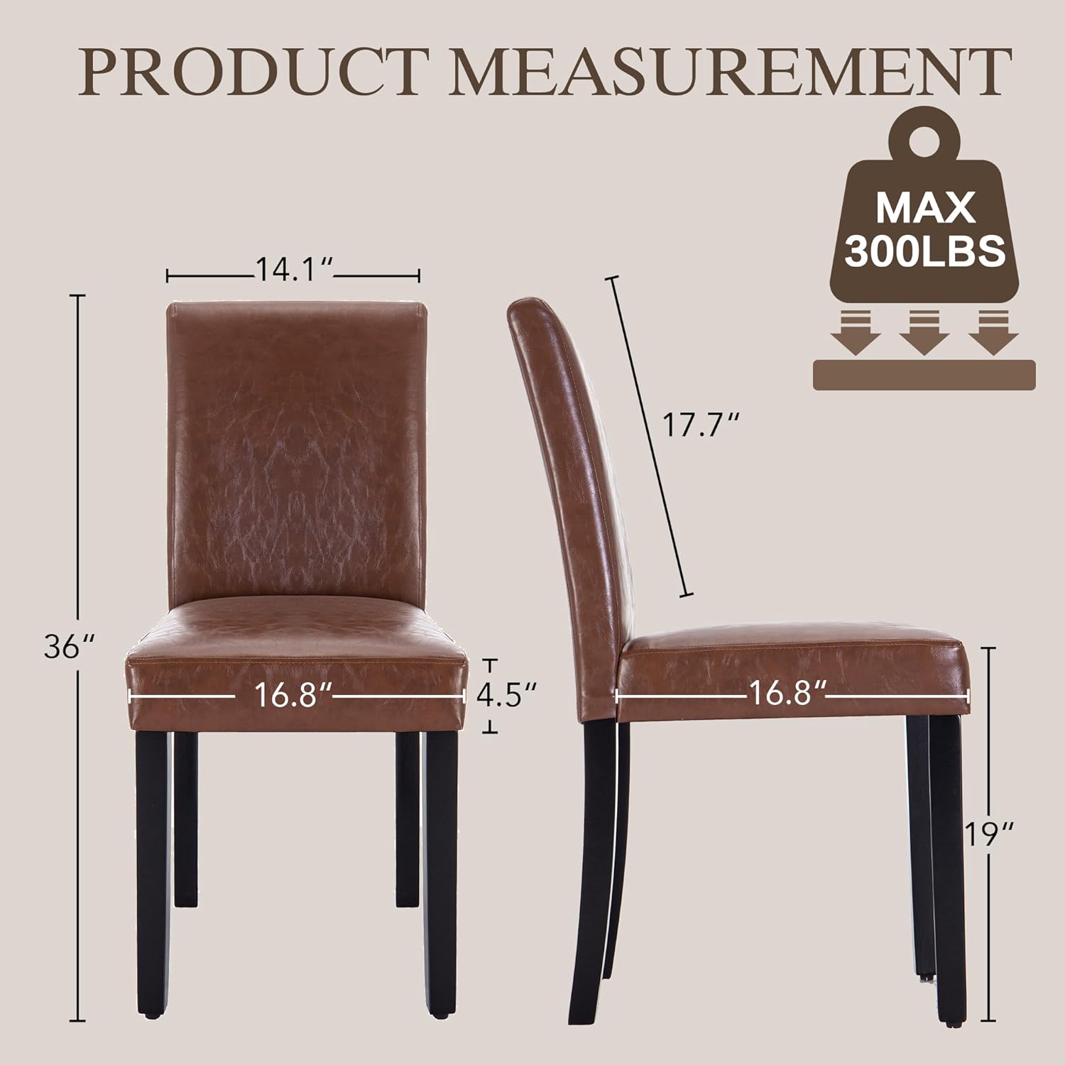 LSSBOUGHT Modern Dining Chair Urban Style Linen Kicthen Chairs with Solid Wood Legs for Dining Room and Restaurant (Brown, Set of 6)