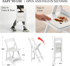 Nazhura Garden and Patio Folding Chair Set of 4 for Events and Wedding, Lightweight with Padded Seat, Water-Proof, Double Braced Frame, Non-Slip Feet, 350LB Capacity (White)