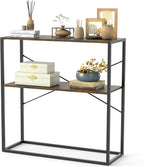 Giantex 36" Narrow Console Table, 2-Tier Entryway Tables with Wood Grain Top & Heavy-Duty Metal Frame, Behind Couch Table, Rustic Sofa Tables with Open Storage Shelves for Entrance, Living Room, Foyer