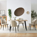 TUKAILAi Modern Dining Chairs Set of 6, Faux Leather Upholstered Kitchen Chairs with Curved Backrest & Metal Legs, Comfy Accent Side Chairs for Guest Reception Restaurant Commercial (Cream)