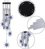 Blue Evil Eye Sun Wind Chimes Outdoor Decor, Mobile Sun Evil Eye Windcatcher, Evil Eye Sun Wind Bells, Sun Blue Evil Eye Amulet Wind Chimes for Home, Gift for Mom, Balcony, Patio, Garden Decoration