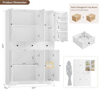 HOSTACK Modern Farmhouse Kitchen Pantry Storage Cabinet, 67" H Kitchen Pantry Cabinet with Barn Doors and Shelves, Freestanding Food Storage Cabinets with Drawers for Dining Room, Living Room, White