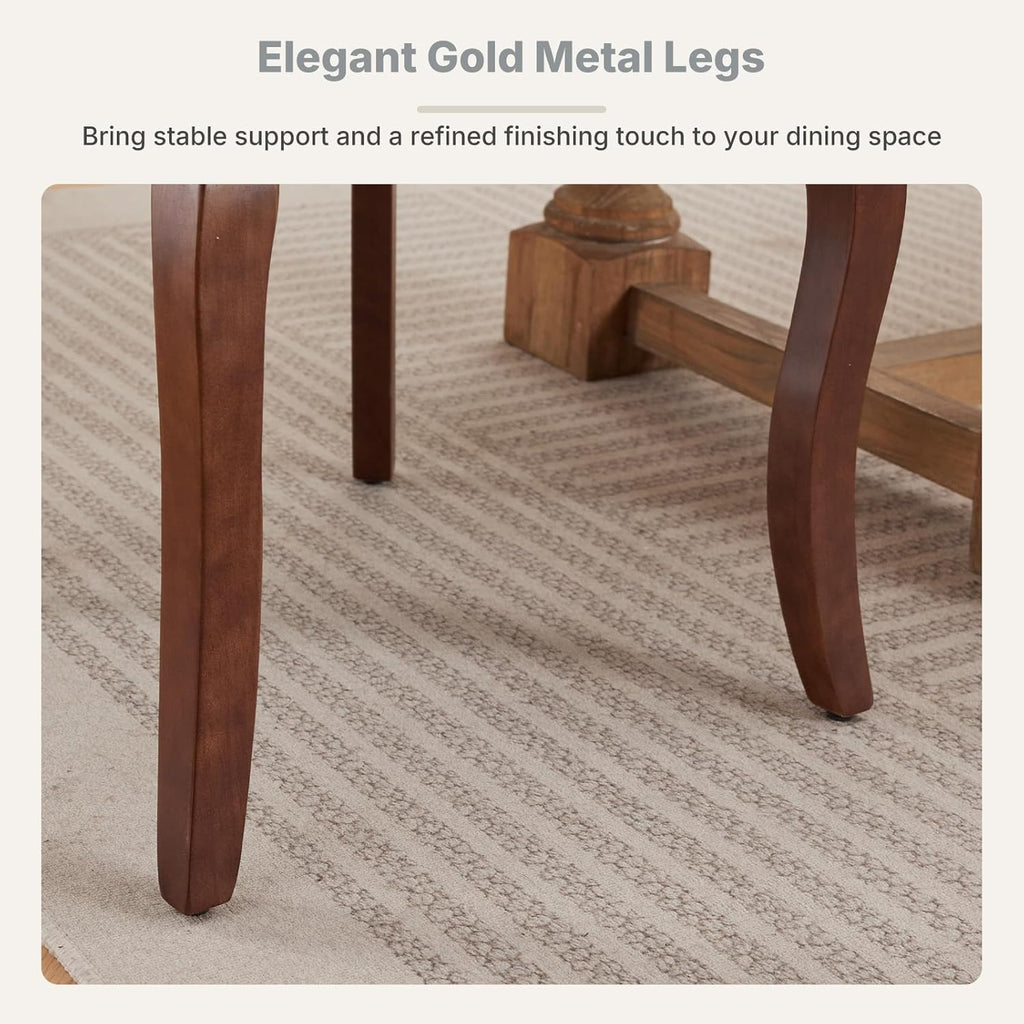 Upholstered Dining Chairs Set of 6, High Back Side Chairs for Kitchen and Dining Room, Mid-Century Modern Fabric Seating with Solid Wood Legs, Beige