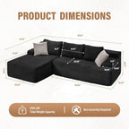 Hobestluk Couch Modular Sectional Sofa L-Shape Lounge Cloud Couch | Memory Foam,Washable Cover,No Assembly,Non-slip Base,Small Sectional Couches for Living Room | 96" Left Facing Chaise Black