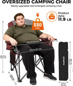 KingCamp Oversized Camping Chair with Adjustable Lumbar Support, 550lbs Heavy Duty Padded Folding Lawn Chair for Adults, Outdoor Armchair with Cooler Bag, Cup Holder & Side Pocket for Fishing, Travel