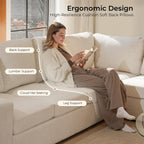 ELUCHANG 113" V-Shaped Modular Sectional Sofa Couch, Modern 7-Seat Comfy Linen Deep Seat Sofa with Corner, Removable Cover, Easy Assembly, Large Sofas & Couches for Living Room, Office, Beige
