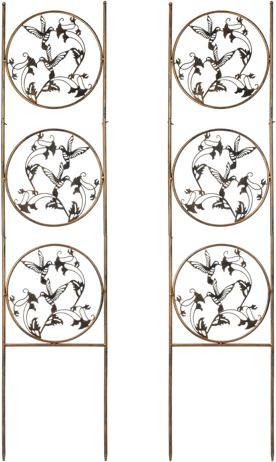 SUNNYPARK Set of 2 Hummingbird Metal Garden Trellis for Climbing Plants, Decorative Vegetables Flowers Vine Trellis for Outdoor Patio 55'' H x 12.4'' W