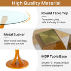 5-Piece Dining Table Set with 39In Tempered Glass Table and 4 Velvet Upholstered Chairs, Modern Scandinavian Furniture for Dining Room Kitchen(Beige&Gold)