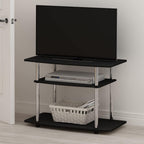 Furinno Turn-N-Tube TV Stand, 3-Tier Toolless Assembly Entertainment Center with Open Shelves, TV Console for TV up to 32 Inch, for Living Room, Bedroom, Americano/Stainless Steel