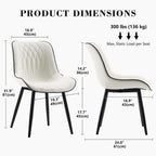 Rowill Dining Chairs Set of 2 Modern Faux Leather Kitchen Chairs with Thickened Metal Frame, Scratch-Resistant Upholstery,Widened Seat & Adjustable Anti-Slip Pads, Cushioned Backrest for Kitchen,White