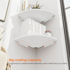 Homode Corner Floating Shelves, Set of 4 Round Corner Shelf Wall Mount with Cord Hole, 12 Inch Wood Curved Corner Hanging Shelf for Cable Box, Speaker, TV Cords, Books, Plants, White