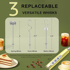 YUSWKO Champagne Gold Handheld Milk Frother Wand for Coffee, Rechargeable Electric Whisk with 3 Heads 3 Speeds Drink Mixer Coffee Frother For Latte, Cappuccino, Hot Chocolate, Egg