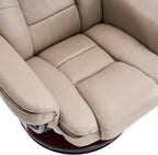 Swivel Recliner Chair with Ottoman Reclining Lounge Sofa Footrest, Set of 2 | 360°Sturdy Wood Base, Soft Faux Leather, Upholstered Ultra-Plush Foam, Modern Armchair, Living Room Bedroom Office Reading