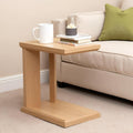 C Shaped End Table for Couch, 23.2'' High Small Side Table 2-Tier C Shaped Sofa Table for Small Narrow Spaces, Modern Nightstand for Bedroom, Living Room, Apartment, Home Office, Oak