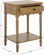 SAFAVIEH Home Collection – Haven Desert Brown Accent Table with Drawer & Shelf, Scalloped Apron Detail, Traditional Side Nightstand (ACC5724C)