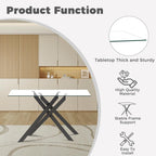 51.18" W Glass Dining Table Set for 4, Modern Rectangular Glass Kitchen Table with Black Metal Legs, 4 PU Leather Chairs with Black Legs, for Dining Room, Home -Dark Grey