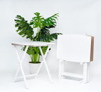 PJ Wood - 5 Pack XL TV Tray Tables - White Wood Set | Large Size, Rectangular Shape, Modern Style, Foldable Design, 33.2 lb Capacity Each, Small Space Storage