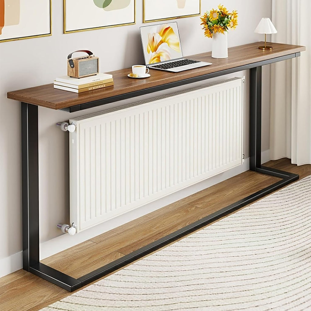 Over Radiator Shelf, Long Radiator Side Table, Sofa Table Behind Couch for Home Living Room Bedroom Office, Small Footprint(Brown,160x20x80cm/63x8x31in)