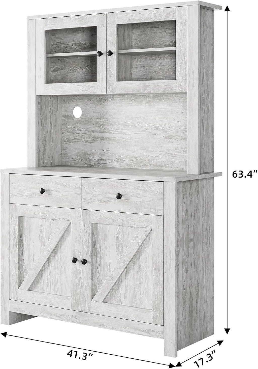 Contemporary Kitchen Pantry Cabinet – Freestanding Hutch Buffet Cupboard with Adjustable Shelves, Tall Organizer for Dining Room or Home – Grey