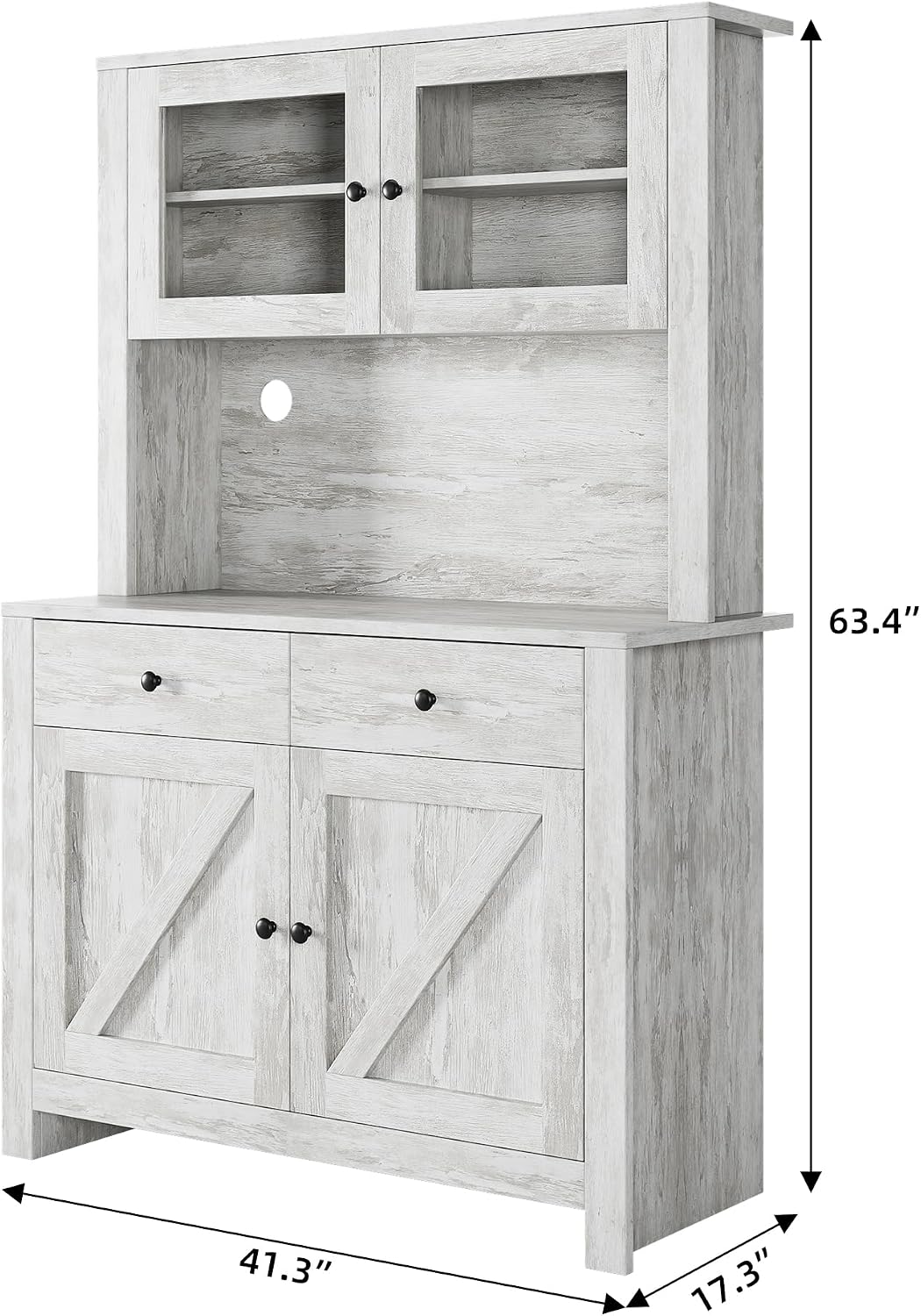 Contemporary Kitchen Pantry Cabinet – Freestanding Hutch Buffet Cupboard with Adjustable Shelves, Tall Organizer for Dining Room or Home – Grey
