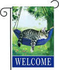 Welcome fall cat garden flag for outside 12x18, seasonal flags with cats double sided house flags, House Yard Lawn Decor Holiday Funny Garden Yard Decoration
