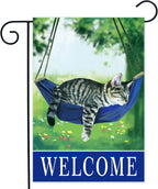Welcome fall cat garden flag for outside 12x18, seasonal flags with cats double sided house flags, House Yard Lawn Decor Holiday Funny Garden Yard Decoration