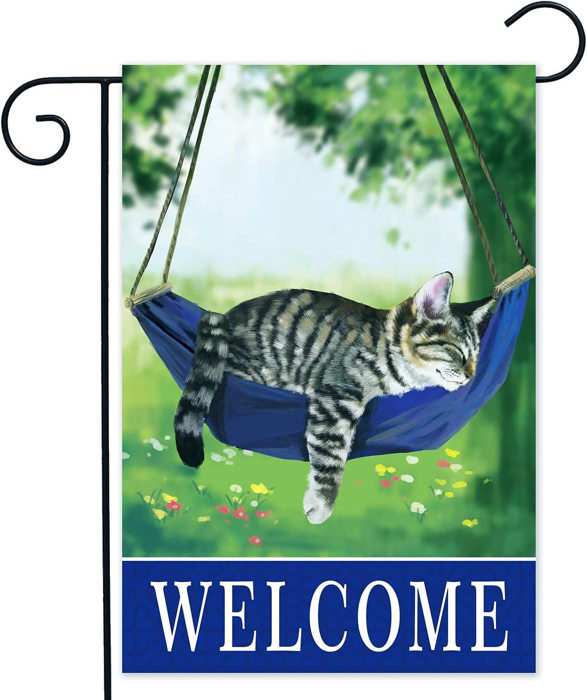 Welcome fall cat garden flag for outside 12x18, seasonal flags with cats double sided house flags, House Yard Lawn Decor Holiday Funny Garden Yard Decoration