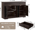 HOSTACK 47" W Kitchen Sideboard Buffet Cabinet with Storage Drawers, Brown | Farmhouse Kitchen Storage Cabinet with Doors and Shelves, Coffee Bar Cabinet, Buffet Table for Living Dining Room