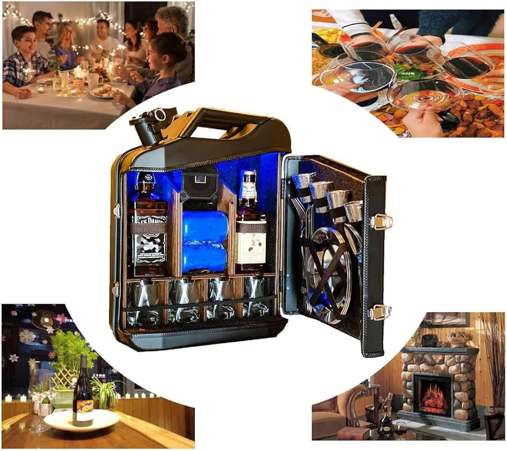 Mini Christmas Can Bar, 20L Christmas Jerry Can Bar with Sturdy Structure, Beautiful and Elegant Design, Small Bar Whiskey Bar Small Mobile Gift for Husband Men Women Dad Boy Girl