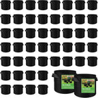LITLANDSTAR 50 Pack 3 Gallon Plant Grow Bags, Breathable Felt Non-Woven Aeration Fabric Plant Grow Pots, Garden Planting Containers for Nursery Vegetable Flower Grow Bags with Handles (9.8x8.7nch)