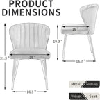 MOJAY Velvet Dining Chairs Set of 2, Modern Upholstered Dining Room Chairs with Gold Metal Legs, Accent Vanity Chairs for Kitchen, Living Room, Patio (Black)