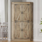 Gyfimoie Corner Cabinet,Kitchen Pantry Storage Cabinet,Freestanding Buffet Hutch with 4 Doors and Shelves,Tall Food Pantry Farmhouse Furniture with Side Rack for Kitchen Dining Room(Retro)