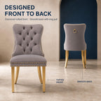 Upholstered Dining Chairs Set of 6, Velvet Wingback Chair with Ring Pull | Kitchen Chairs, Dining Room Chairs, Modern Dining Chair, Dinning Seat, Sillas de Comedor, Taupe Velvet, Gold Tube Legs