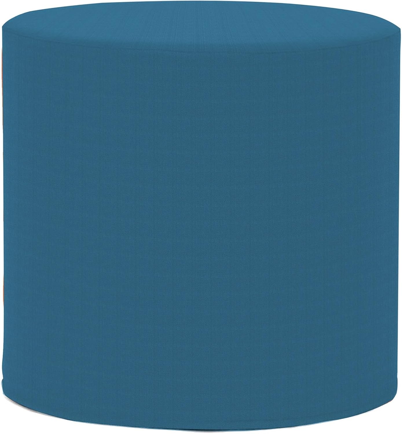 Howard Elliott Collection No Tip Cylinder Ottoman with Cover, Leather Side Table and Circular Footstool Seating for Living Room, Office and Bedroom Decor, 18 x 18 Inch, Seascape Turquoise