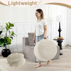 Round Stuffed Pouf Ottoman (Beige, 20" D x 20" W x 15" H)