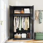 Letaya Metal Wardrobe Cabinets with Lock,Clothing Locker 72" X 36" X 18" Storage Cabinets for Home Room,Fire Department, School, Employee,Gym,Government (Black)