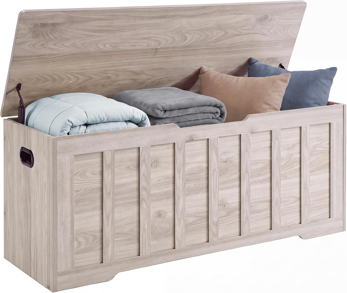 DUMOS 47.2" Wooden Storage Chest Bench with Storage for Bedroom | Extra Large with Ample Space and Safety Hinges, Fits Entryway or Living Room, Farmhouse Style with Easy Assembly Gray
