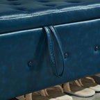 Storage, Bench for Bedroom,Living Room,Hallway, Upholstered Tufted Faux Leather Ottoman Blue