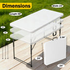 4 Feet Folding Table Adjustable Height with Carry Handle, Steel Legs | Heavy Duty | Lightweight Portable | Perfect for Party, Dining, Wedding, Events, Picnic Indoor, Outdoor, Camping, Utility