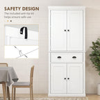 HOMCOM 72" Kitchen Pantry Cabinet Freestanding Tall Storage Cabinet White | Traditional Kitchen Pantry, 4 Doors, Drawer, 3 Adjustable Shelves, for Dining Room