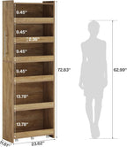 Tribesigns 72.83-Inch Tall Slim Storage Cart with Wheels, 6-Tier Narrow Rolling Utility Pantry Cart, Skinny Mobile Shelving Unit with Metal Handle for Kitchen, Laundry Room, Narrow Spaces, Brown
