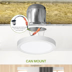 ASD LED 7" Round Flush Mount Ceiling Light Fixture, Low Profile Surface Lighting | 5CCT, Dimmable, Ultra-Thin, ETL Listed | 15W 1260LM 2700-6000K 120V | Kitchen, Bedroom, Hallway Lamp | White, 12 Pack