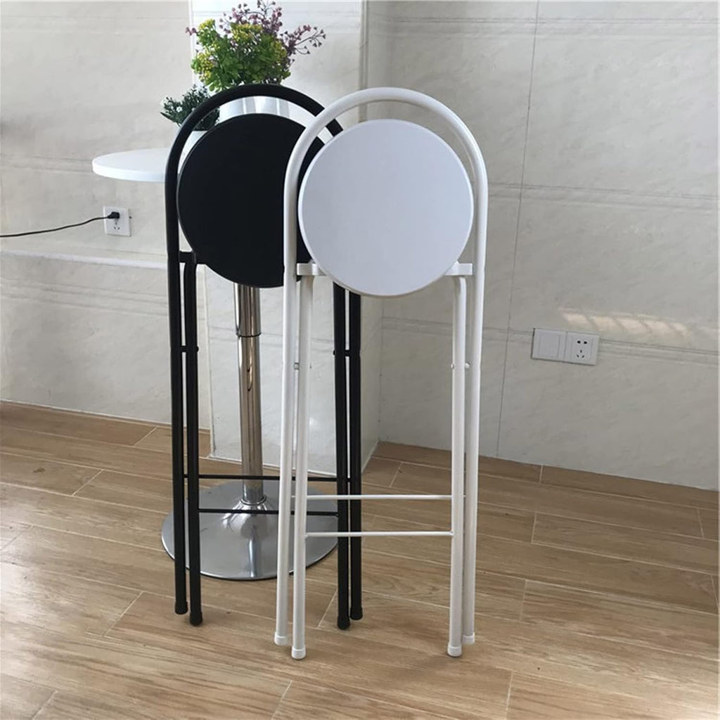 Modern Breakfast Bar Stools Foldable Stool Wooden Round Seat Folding Stool with Back Footrest Folding Bar Stool Seat Height 26in/28in/30in for Dining Room/Kitchen/Balcony/Living Room