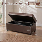 Homebeez 40" Faux Leather Storage Ottoman Bench, End of Bed Bench, Upholstered Bench with Storage for Living Room,Bedroom,Entryway (40" Brown)