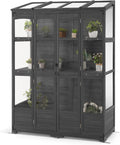 MCombo Wooden Greenhouse, Walk-in Outdoor Greenhouse with Openable Roof and Lockable Door, 0899 (Dark Grey)