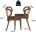 3-Piece Modern Dining Set with Stackable Dining Chairs, Solid Wood Square Table and Chair Breakfast Table Set for 2 Person, Space Saving Dinette for Dining Room, Kitchen, Living Room, Dark Walnut
