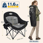 Coldbee Oversized Camping Chairs, Heavy Duty Padded, Thick Headrest, Black