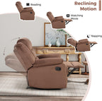 ANJ Manual Recliner Chair for Adults, Velvet Reclining Chair with Padded Arms and Overstuffed Backrest, Single Recliner Sofa for Living Room, Dark Brown