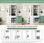 71 Inch Wood Pantry Cabinet with Glass Doors, 39 Inch Wide Freestanding Kitchen Storage Cabinet for Microwave and Coffee Bar, Modern Sturdy Tall Pantry Cabinet with Shelves & 5 Drawers, (White)