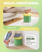 B FSOBEIIALEO Storage Ottoman Foldable, Sunflower Shaped Small Footrest Collapsible Folding Seat Bench for Bedroom Living Room Entryway, Faux Teddy Fur, Green 12.6"x12.6"x11.4"